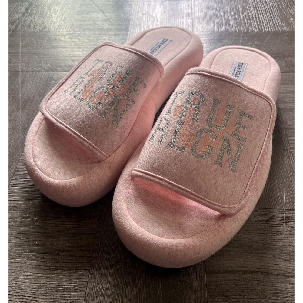 Women’s TRUE RELIGION Pink Slippers Size: XL (9.5-10.5) Slip On - NEW w/o Tags